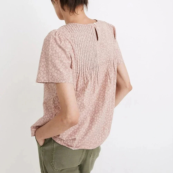 Madewell Short-Sleeve Pintuck Top in Parisian Ditsy Size Small - Picture 2 of 14